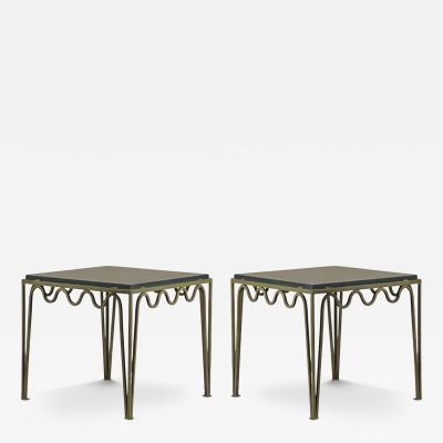  Design Fr res Pair of M andre Verdigris and Black Limestone End Tables by Design Fr res