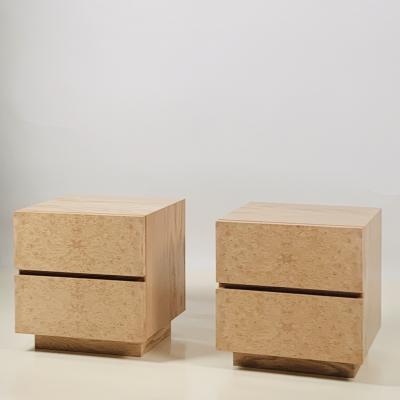  Design Fr res Pair of Minimalist Amboine Burl Wood Nightstands by Design Fr res