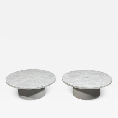  Design Fr res Pair of Minimalist Veined Marble Indoor Outdoor Coffee Tables