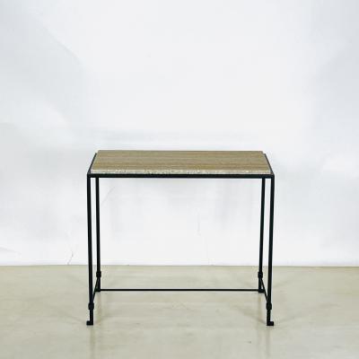  Design Fr res Pair of Narrow Diagramme Travertine End Tables by Design Fr res