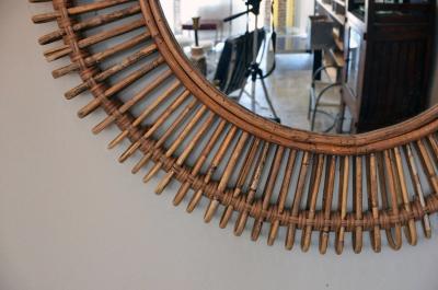  Design Fr res Pair of Oculus Round Rattan Convex Mirrors