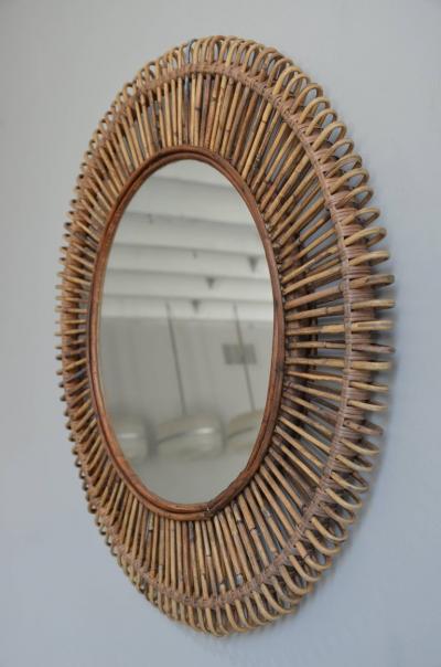  Design Fr res Pair of Oculus Round Rattan Mirrors