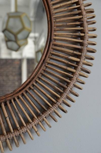  Design Fr res Pair of Oculus Round Rattan Mirrors