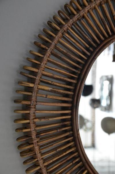  Design Fr res Pair of Oculus Round Rattan Mirrors