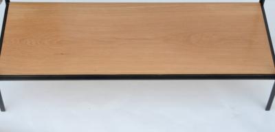  Design Fr res Pair of Rectiligne Narrow Iron and Oak End Tables