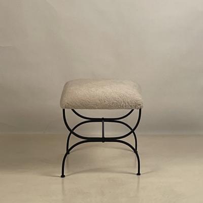  Design Fr res Pair of Shearling Strapontin Stools by Design Fr res