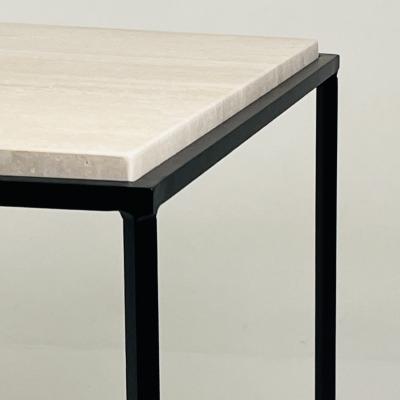  Design Fr res Pair of Tall Iron and Travertine Entretoise Side Tables by Design Fr res