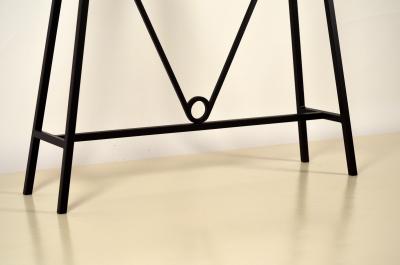  Design Fr res Pair of Trap ze Blackened Steel and Goatskin Consoles by Design Fr res