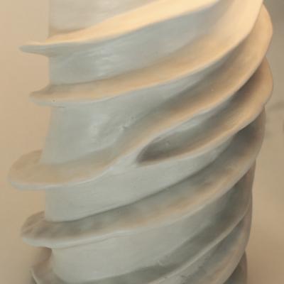  Design Fr res Pair of White Strates Ceramic Lamp by Design Fr res