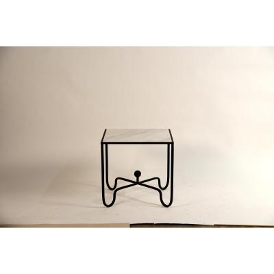  Design Fr res Pair of Wrought Iron and Marble Entretoise Side Tables by Design Fr res