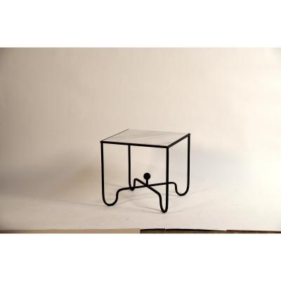  Design Fr res Pair of Wrought Iron and Marble Entretoise Side Tables by Design Fr res