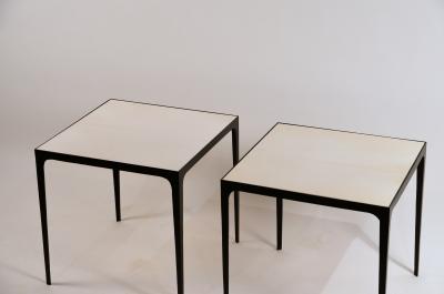  Design Fr res Pair of large Esquisse Wrought Iron and Parchment Side Tables by Design Fr res