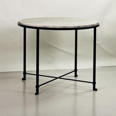  Design Fr res Round Diagramme Side Table or Gu ridon in Silver Travertine by Design Fr res