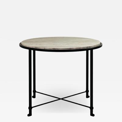  Design Fr res Round Diagramme Side Table or Gu ridon in Silver Travertine by Design Fr res