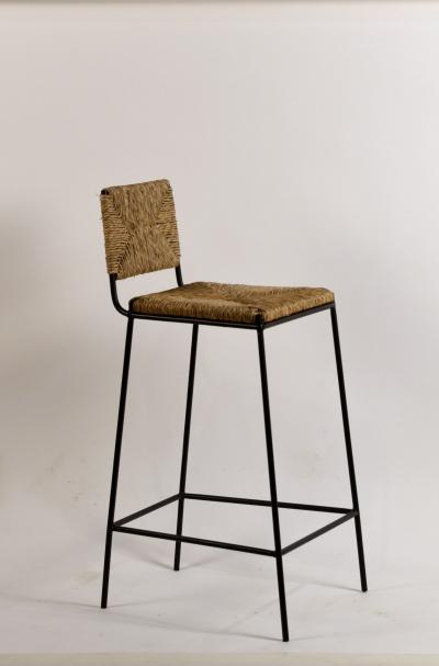  Design Fr res Set of 4 Campagne Steel and Rush Counter Stools by Design Fr res