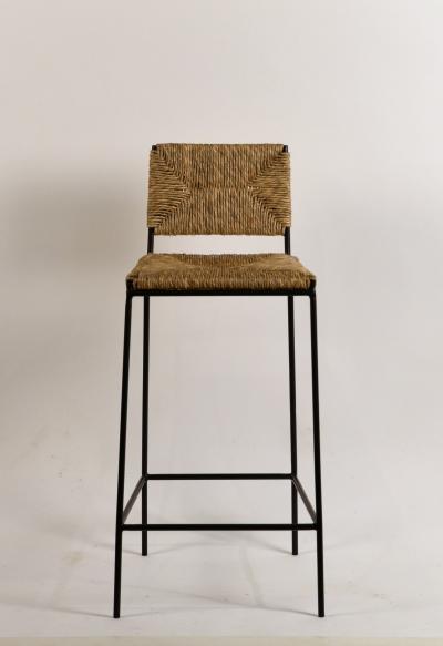  Design Fr res Set of 4 Campagne Steel and Rush Counter Stools by Design Fr res