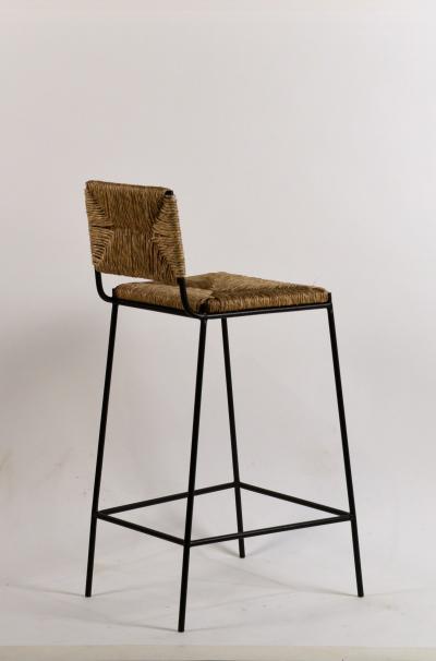  Design Fr res Set of 4 Campagne Steel and Rush Counter Stools by Design Fr res