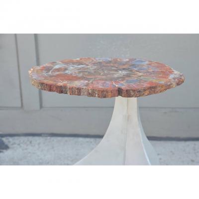  Design Fr res Seve Petrified Wood and Aluminium Side Table by Design Fr res