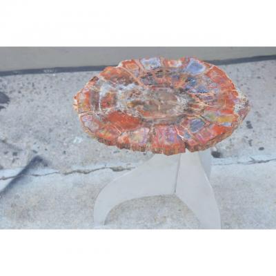  Design Fr res Seve Petrified Wood and Aluminium Side Table by Design Fr res