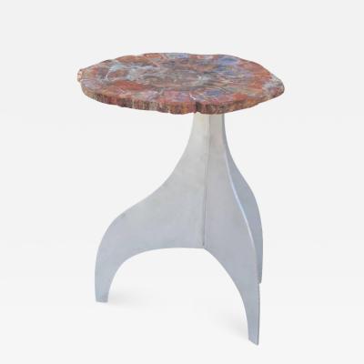  Design Fr res Seve Petrified Wood and Aluminium Side Table by Design Fr res