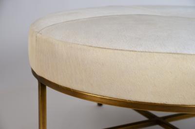  Design Fr res Small White Hide and Patinated Brass Tambour Ottoman by Design Fr res