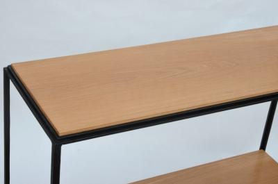  Design Fr res The Rectiligne Narrow Iron and Oak End Table