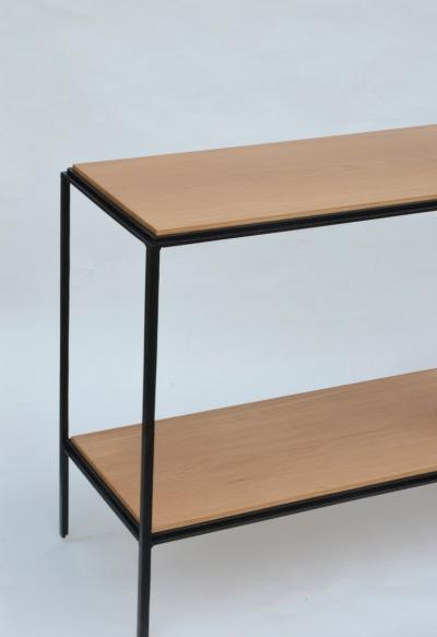  Design Fr res The Rectiligne Narrow Iron and Oak End Table