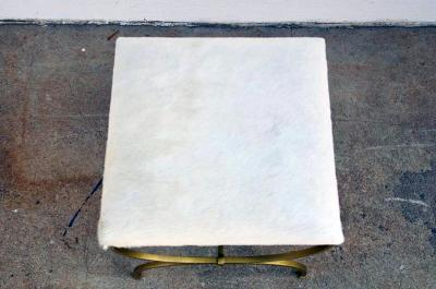  Design Fr res The Strapontin Gilt Metal and White Hide Stool by Design Fr res