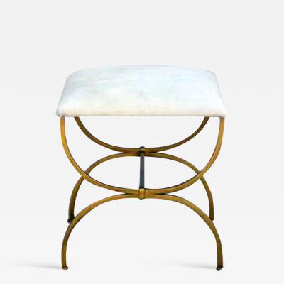  Design Fr res The Strapontin Gilt Metal and White Hide Stool by Design Fr res