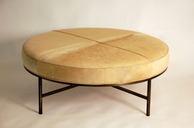  Design Fr res The Tambour Natural Hide and Brass Ottoman