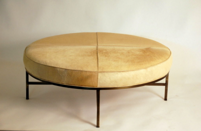  Design Fr res The Tambour Natural Hide and Brass Ottoman