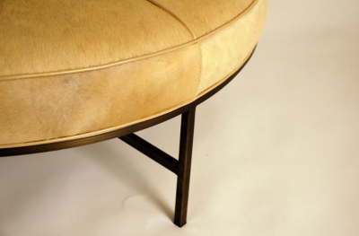  Design Fr res The Tambour Natural Hide and Brass Ottoman