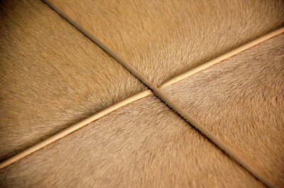 Design Fr res The Tambour Natural Hide and Brass Ottoman
