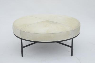  Design Fr res The Tambour White Hide and Matte Black Ottoman
