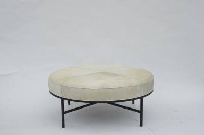  Design Fr res The Tambour White Hide and Matte Black Ottoman