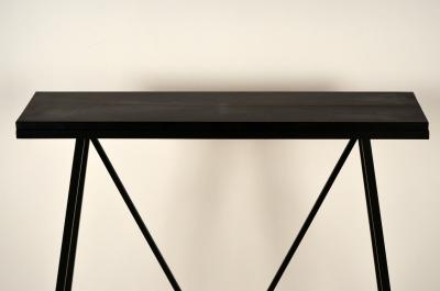  Design Fr res Trap ze Blackened Steel and Goatskin Console by Design Fr res