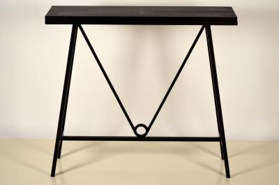  Design Fr res Trap ze Blackened Steel and Goatskin Console by Design Fr res