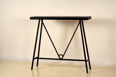  Design Fr res Trap ze Blackened Steel and Goatskin Console by Design Fr res