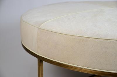  Design Fr res White Hide and Patinated Brass Tambour Ottoman by Design Fr res
