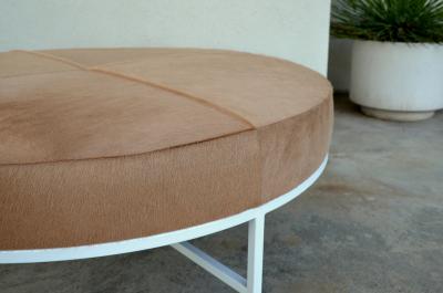  Design Fr res White and Beige Hide Tambour Ottoman or Coffee Table by Design Fr res