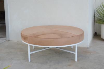  Design Fr res White and Beige Hide Tambour Ottoman or Coffee Table by Design Fr res