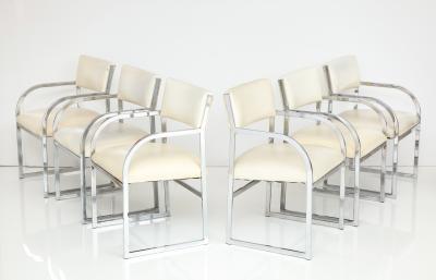  Design Institute America DIA A Set of Six Chrome Dining Arm Chairs