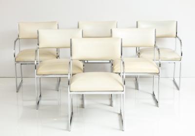  Design Institute America DIA A Set of Six Chrome Dining Arm Chairs
