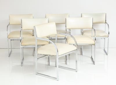  Design Institute America DIA A Set of Six Chrome Dining Arm Chairs