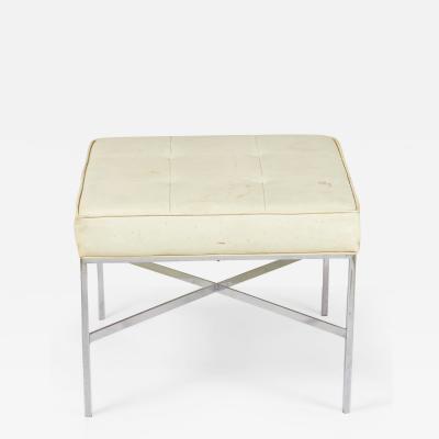  Design Institute America DIA Design Institute Of America Chrome And Button Tufted White Vinyl Square Bench