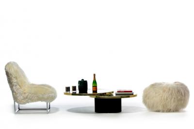  Design Institute America DIA Design Institute of America Black Brass Revolving Two Tier Coffee Table