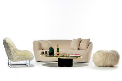  Design Institute America DIA Design Institute of America Black Brass Revolving Two Tier Coffee Table