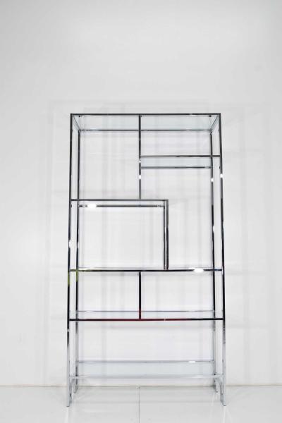  Design Institute America DIA Design Institute of America Chrome and Glass Etagere