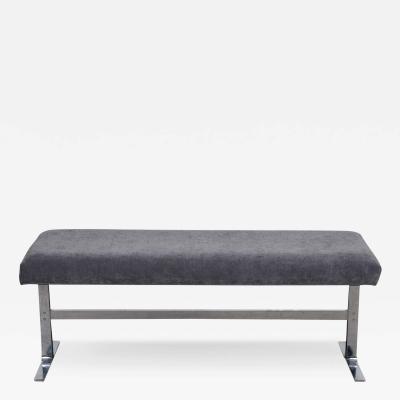  Design Institute America DIA Mid Century Modern Chrome Upholstered Bench Design Institute America