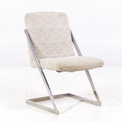  Design Institute America DIA Milo Baughman Style DIA Mid Century Chrome Cantilever Z Dining Chairs Set of 6